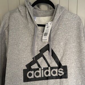 Adidas Heather Gray Hoodie with Black Emblem